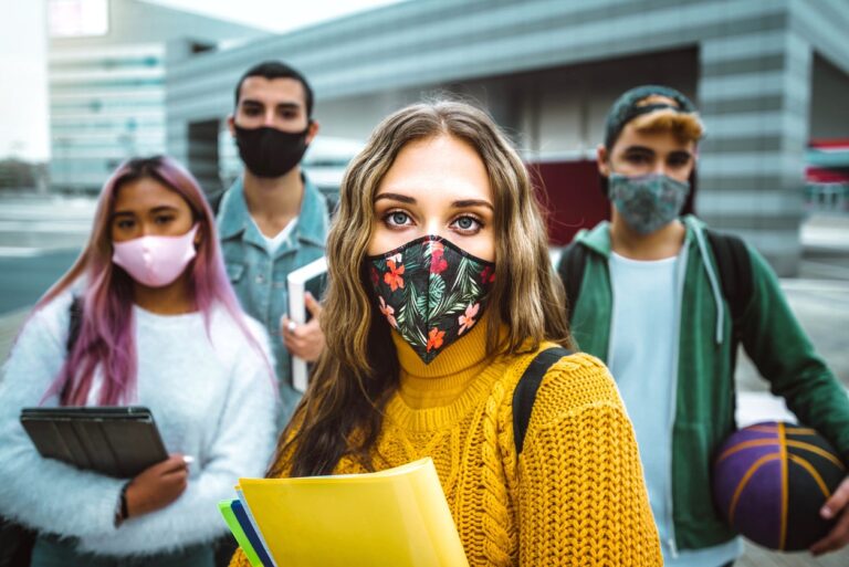 teens in masks