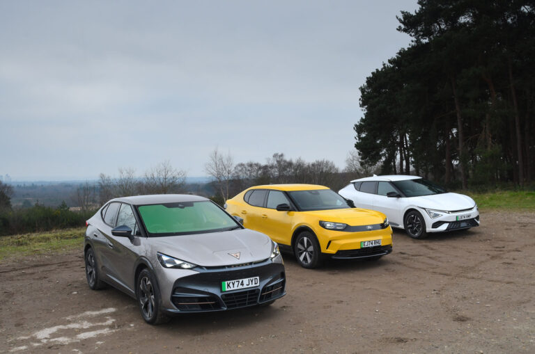 cupra tavascan ford capri and kia ev6 in car park